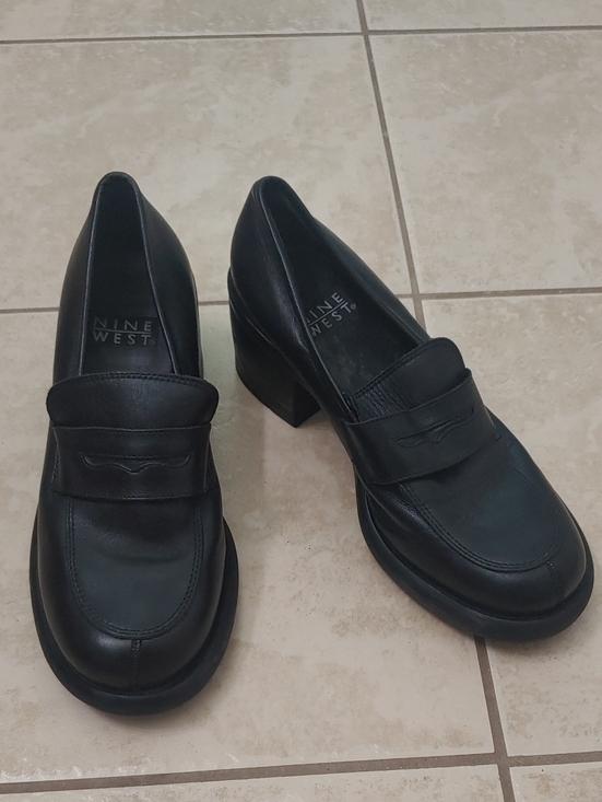 Nine West Shoes - Vintage Y2K Nine West Chunky Platform Shoes Cloud 9 Black Leather Penny Loafers